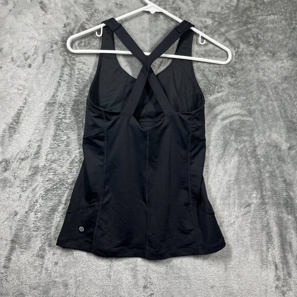Lululemon Tank Top Size 6 Built-in Bra Black - Picture 2 of 6